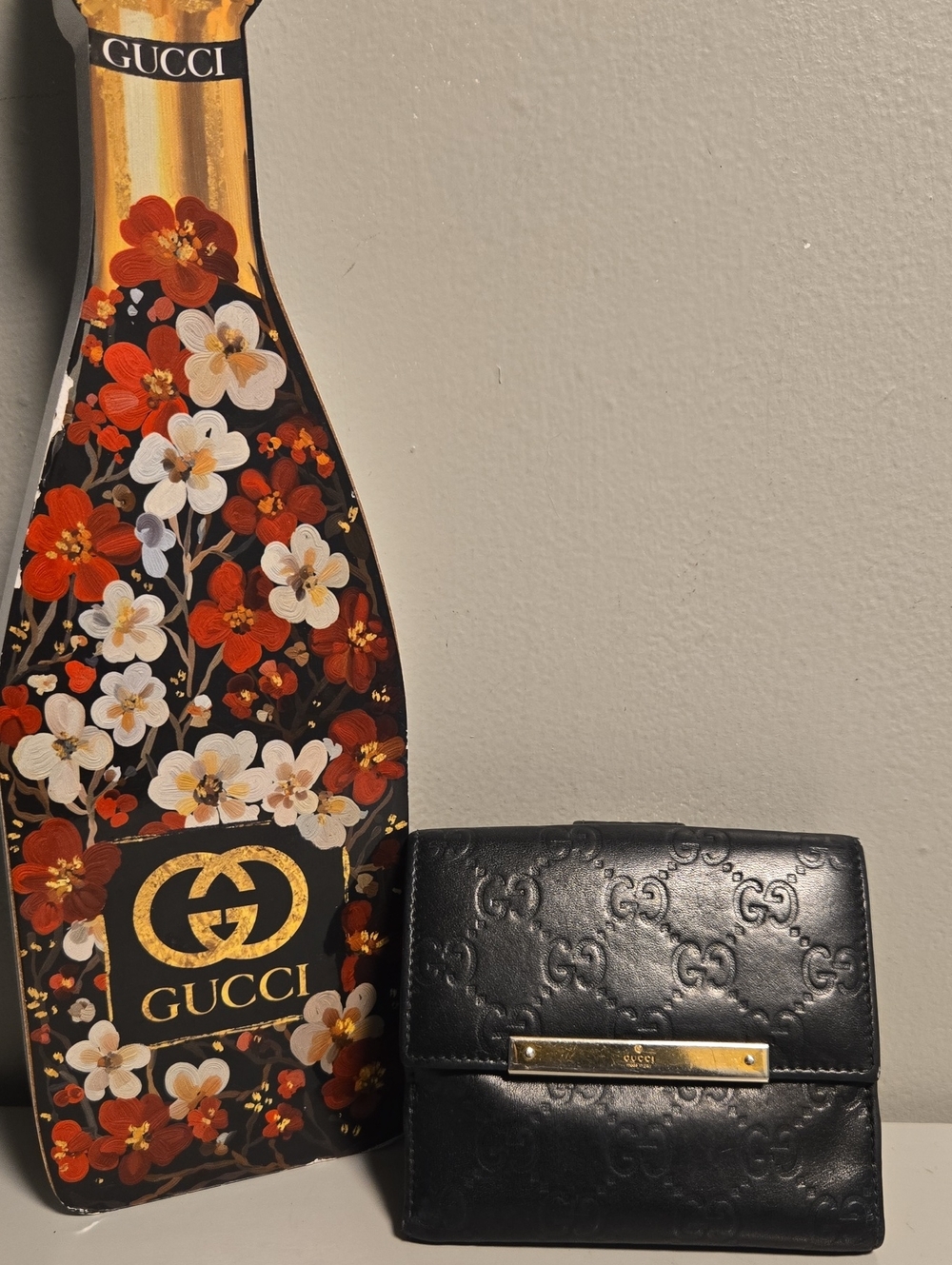 Gucci Black GG Monogram Leather Wallet